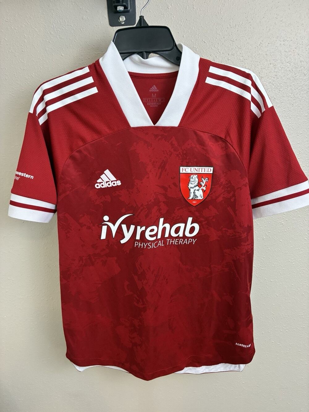 Adidas FC United Ivyrehab #1 Mens Medium Red Soccer Jersey